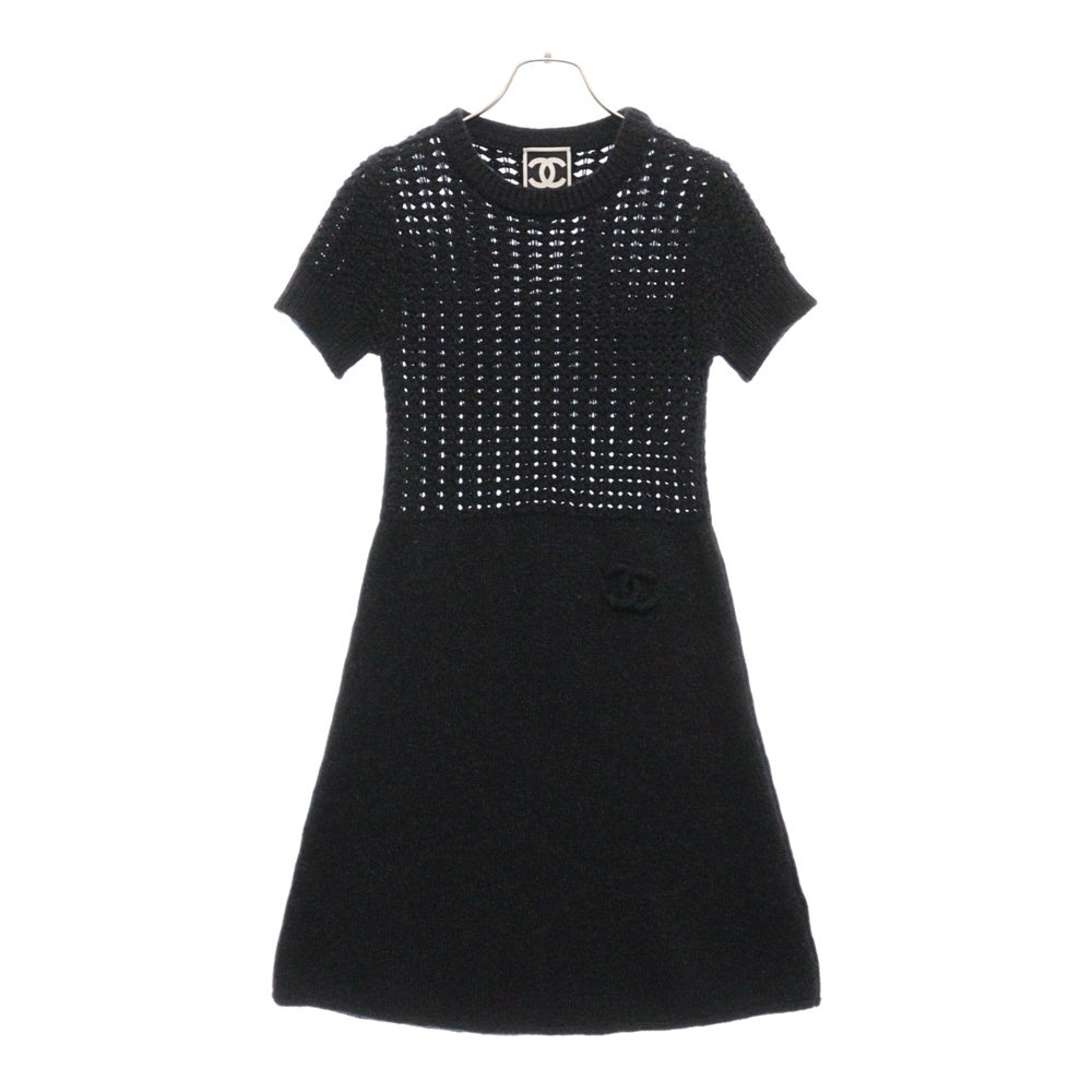 CHANEL(シャネル) ココマーク ウール 半袖ニットワンピース ブラック レディース P36613K02248