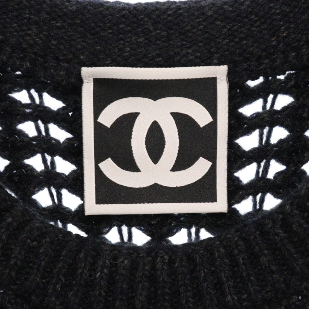 CHANEL(シャネル) ココマーク ウール 半袖ニットワンピース ブラック レディース P36613K02248
