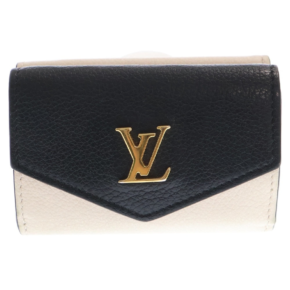 LOUIS VUITTON(ルイヴィトン) ポルトフォイユ ロックミニ LVロゴ 三つ折り財布 ホワイト×ブラック M80984 イニシャル入り
