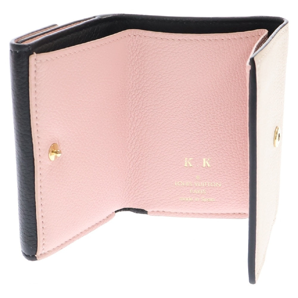 LOUIS VUITTON(ルイヴィトン) ポルトフォイユ ロックミニ LVロゴ 三つ折り財布 ホワイト×ブラック M80984 イニシャル入り