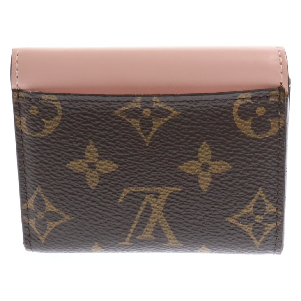 LOUIS VUITTON(ルイヴィトン) モノグラム ポルトフォイユゾエ ローズバレリーヌ レザーコンパクトウォレット 三つ折り財布 ブラウン×ピンク イニシャル入り M62933