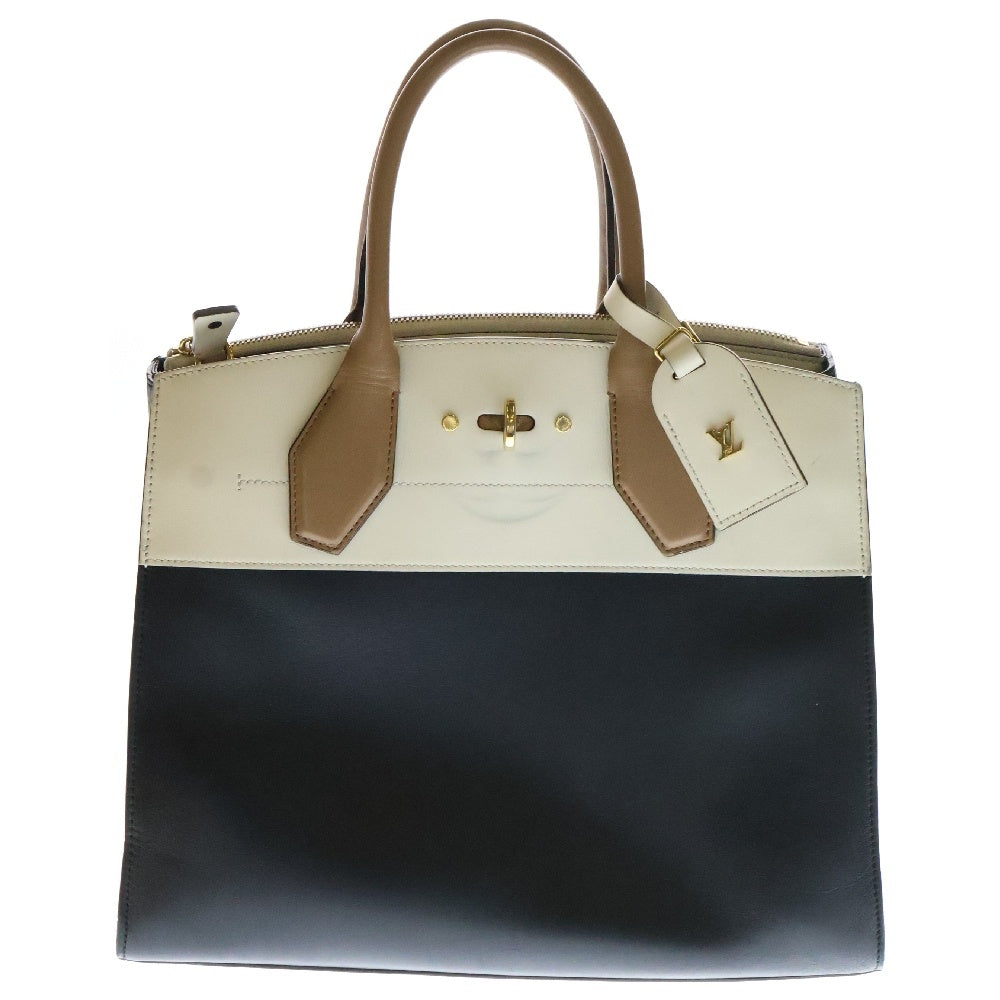 LOUIS VUITTON(ルイヴィトン) シティ スティーマー MM レザーハンドバッグ M42621 ブラウン×ホワイト×ベージュ ストラップ欠品