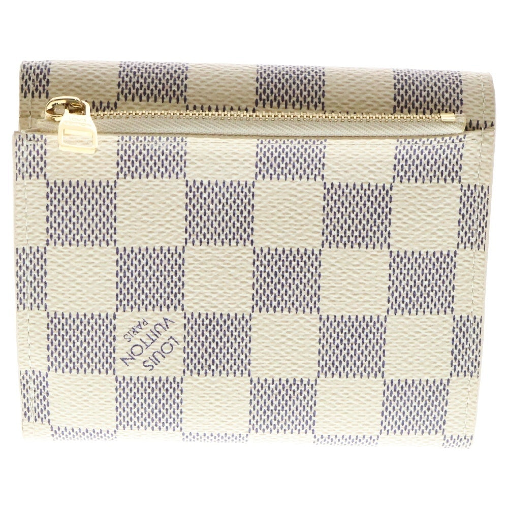 LOUIS VUITTON(ルイヴィトン) ダミエ アズール ポルトフォイユ エリーズ 3つ折り財布 コンパクトウォレット アイボリー PVC ゴールド金具 N61733