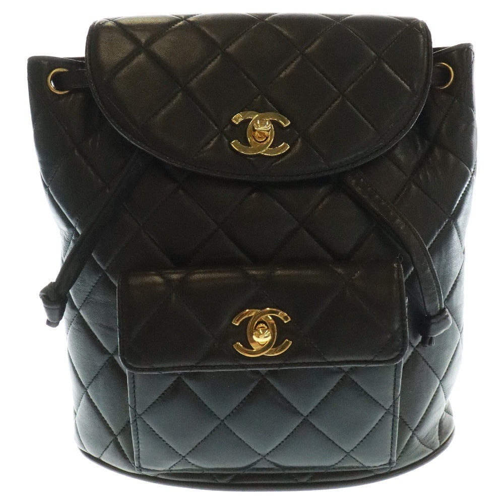 CHANEL(シャネル) マトラッセ ココマークラムスキン レザーバックパック リュックサック ブラック A10177