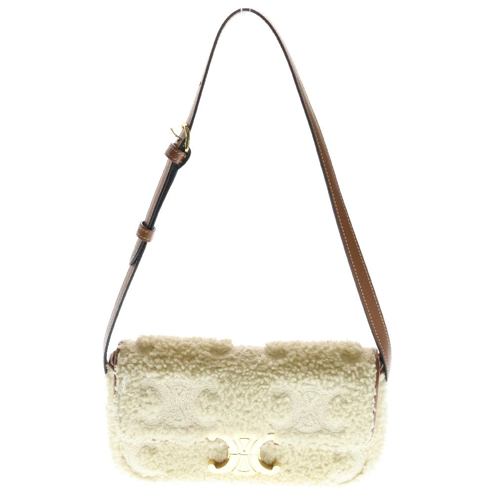 CELINE(セリーヌ) トリオンフ Claude クロード ワンショルダーバッグ 肩掛けバッグ ボア×レザー ゴールド金具 194143ESJ