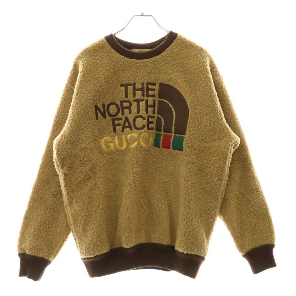 GUCCI(グッチ) 21SS ×THE NORTH FACE FAUX FUR SWEATSHIRT ノースフェイス  ロゴ クルーネックスウェットトレーナー ベージュ 644662
