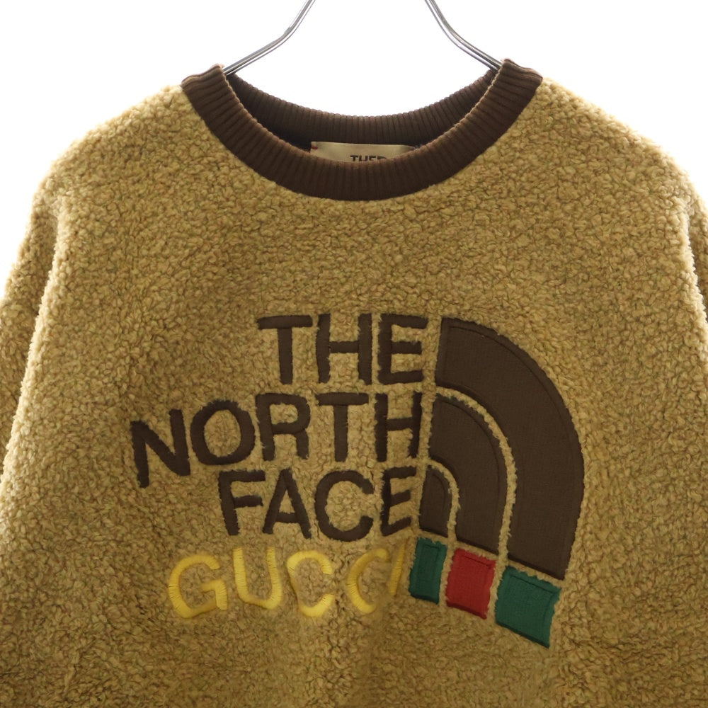 GUCCI(グッチ) 21SS ×THE NORTH FACE FAUX FUR SWEATSHIRT ノースフェイス  ロゴ クルーネックスウェットトレーナー ベージュ 644662