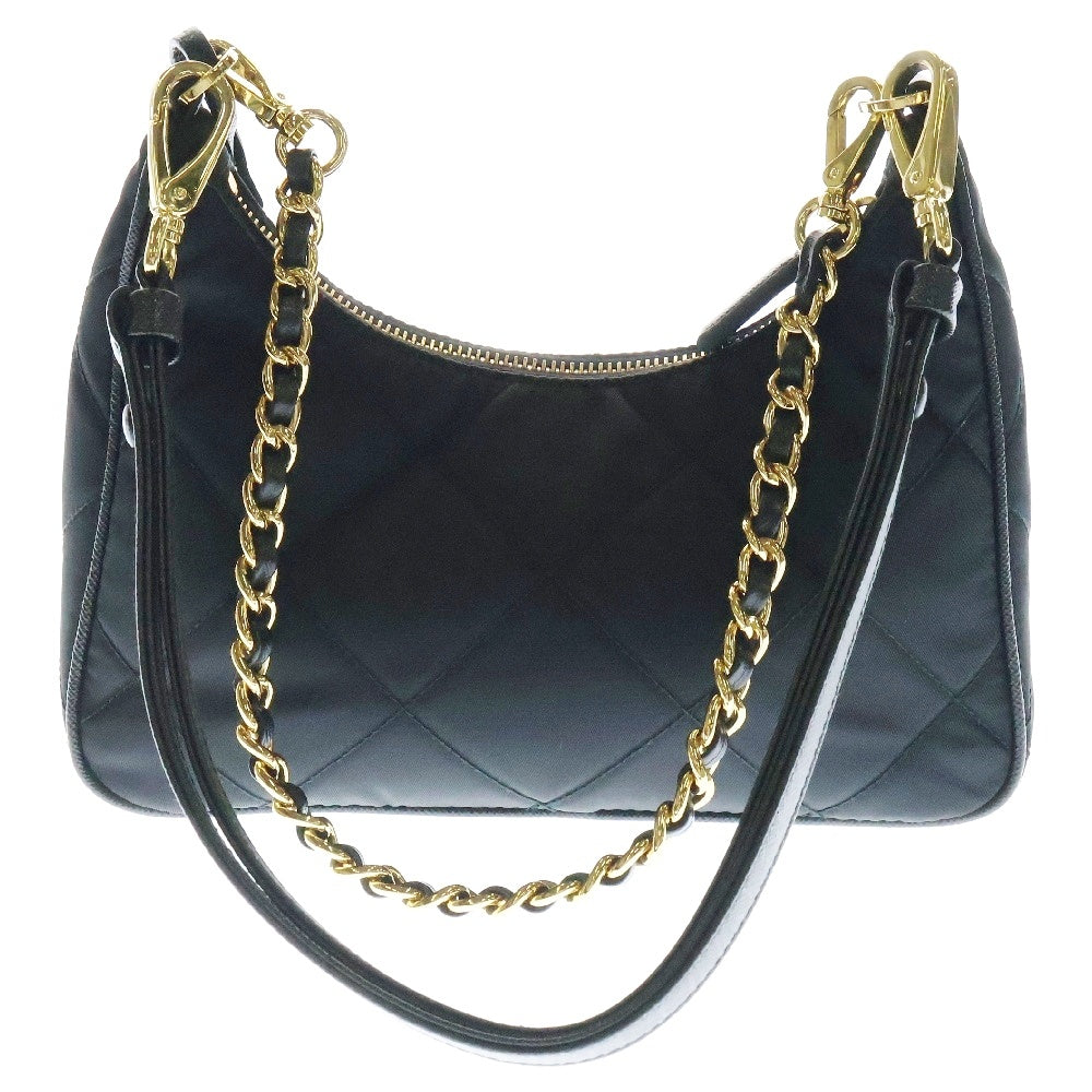PRADA(プラダ) Re-Nylon キルティング 2WAY チェーン ショルダーバッグ ハンドバッグ ブラック 1BC204 トライアングルロゴ