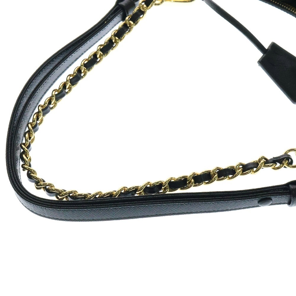 PRADA(プラダ) Re-Nylon キルティング 2WAY チェーン ショルダーバッグ ハンドバッグ ブラック 1BC204 トライアングルロゴ