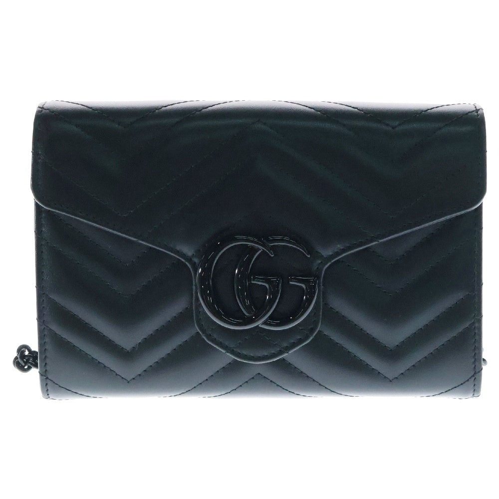 GUCCI(グッチ) GGマーモント チェーンウォレットバッグ ショルダーバッグ ロングウォレット ブラック レザー ブラック金具 474575