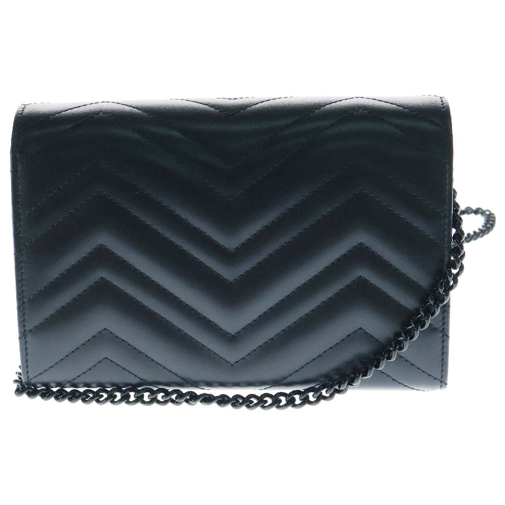 GUCCI(グッチ) GGマーモント チェーンウォレットバッグ ショルダーバッグ ロングウォレット ブラック レザー ブラック金具 474575