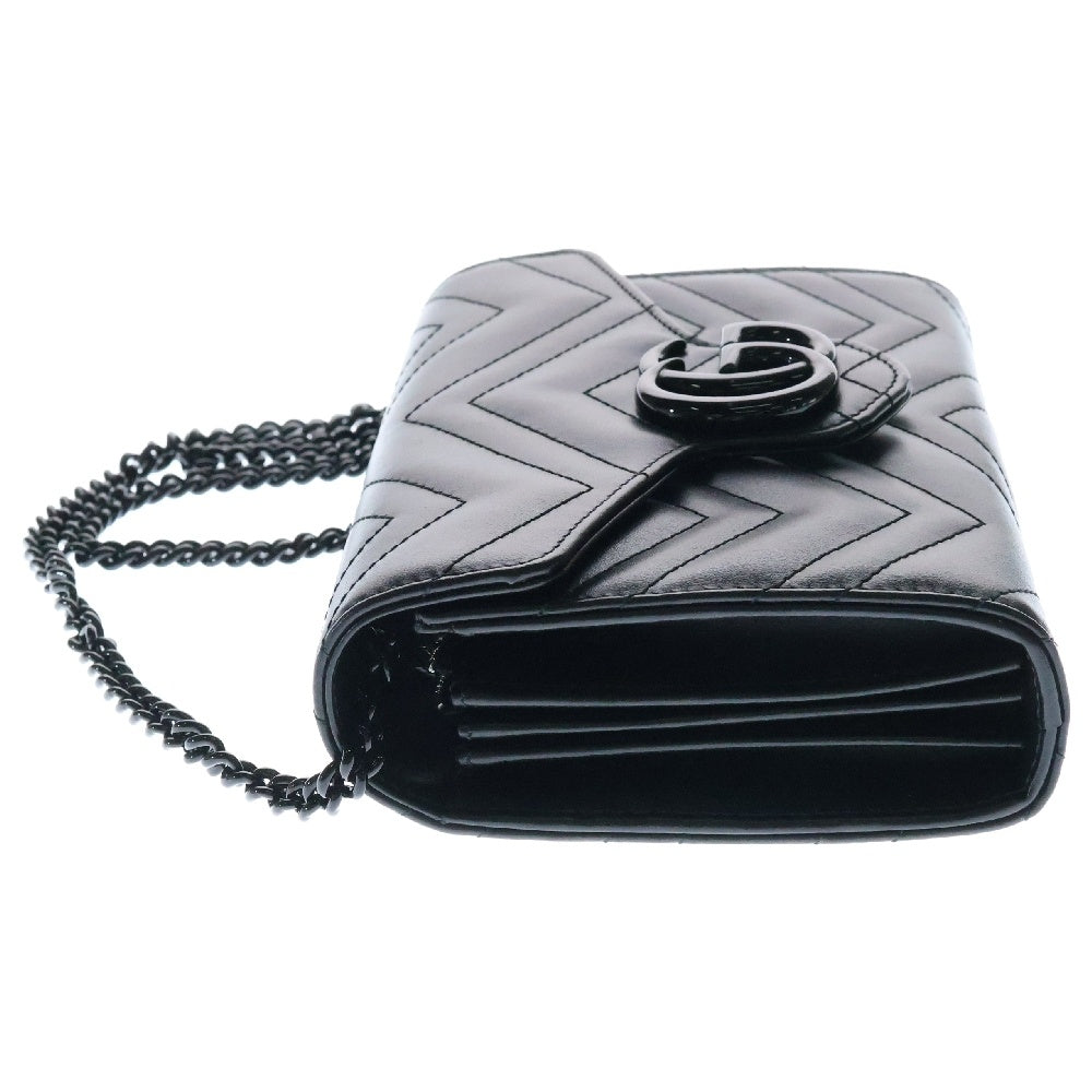 GUCCI(グッチ) GGマーモント チェーンウォレットバッグ ショルダーバッグ ロングウォレット ブラック レザー ブラック金具 474575