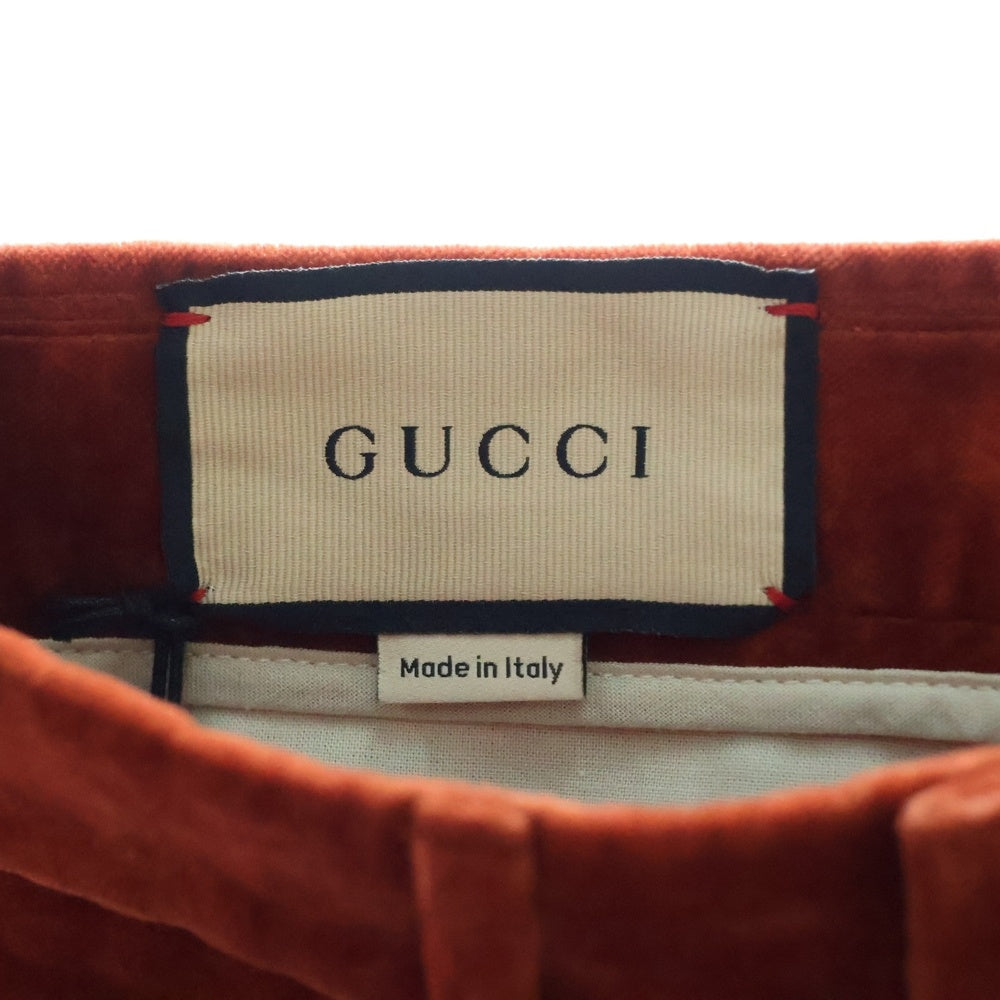 GUCCI(グッチ) ベルベット ベロアフレアパンツ オレンジ ブラウン コットン 44 659654