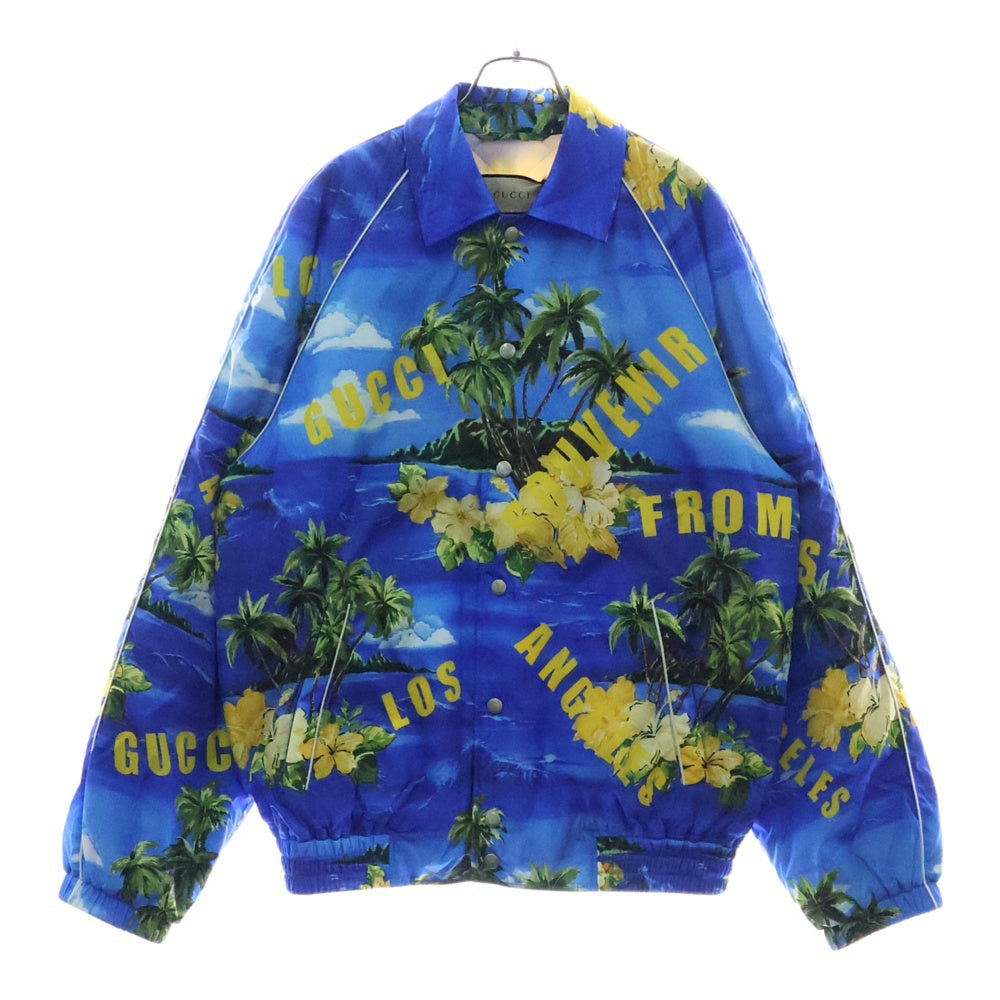 GUCCI(グッチ) 22AW スーベニアフロムロサンゼルス プリントナイロンジャケット ブルゾン マルチカラー ブルー ナイロン 46 694137 ZAJI0