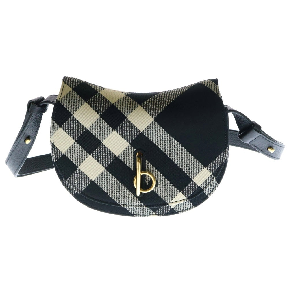 BURBERRY(バーバリー) ミ二 ロッキングホース ショルダーバッグ ブラック×ベージュ キャンバス×レザー ゴールド金具 80931061