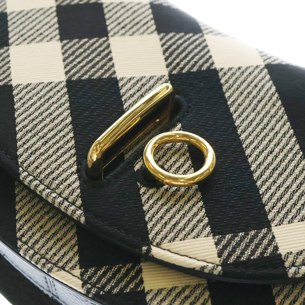 BURBERRY(バーバリー) ミ二 ロッキングホース ショルダーバッグ ブラック×ベージュ キャンバス×レザー ゴールド金具 80931061