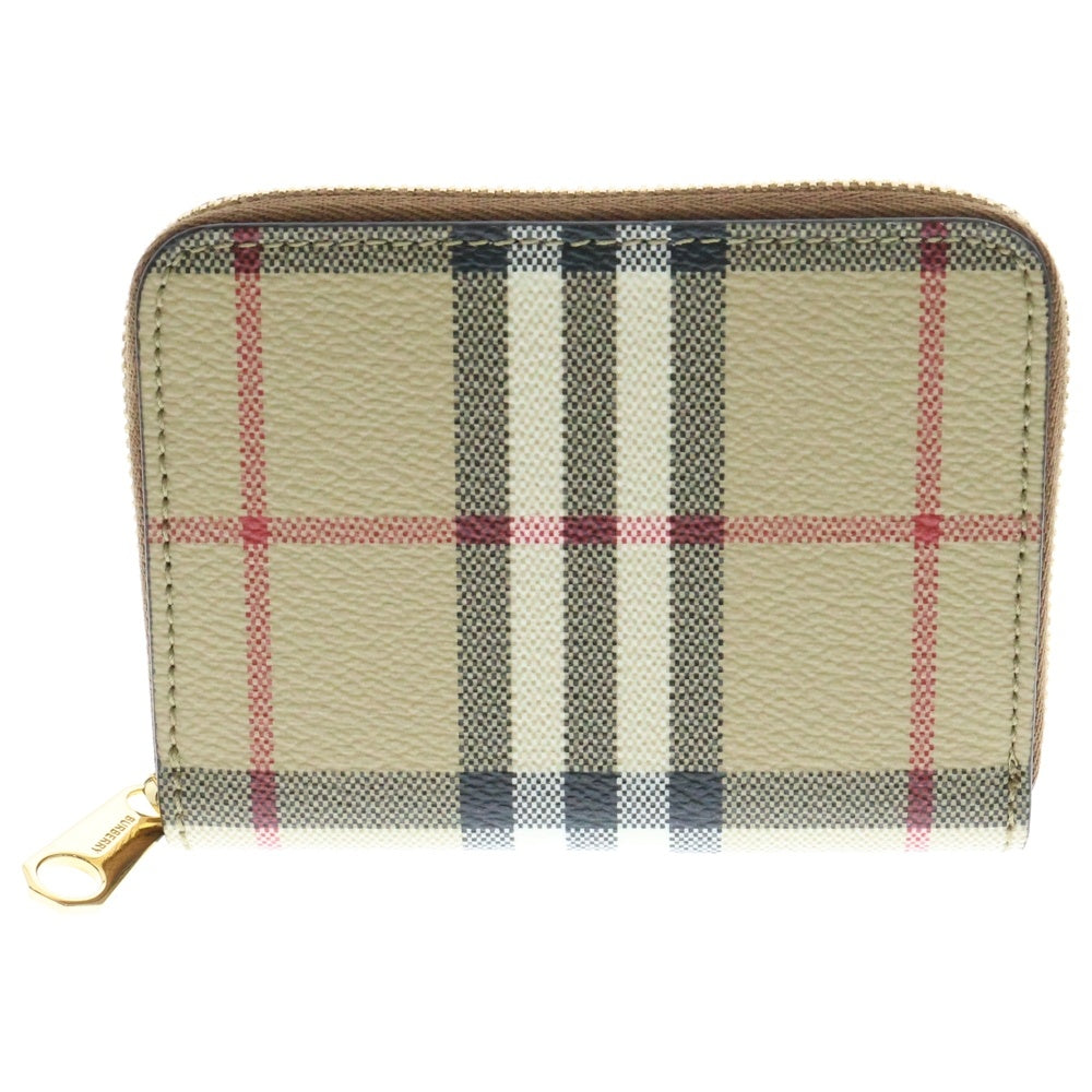 BURBERRY(バーバリー) ノヴァチェック コインケース 財布 ゴールド金具 ベージュ レザー 8094439