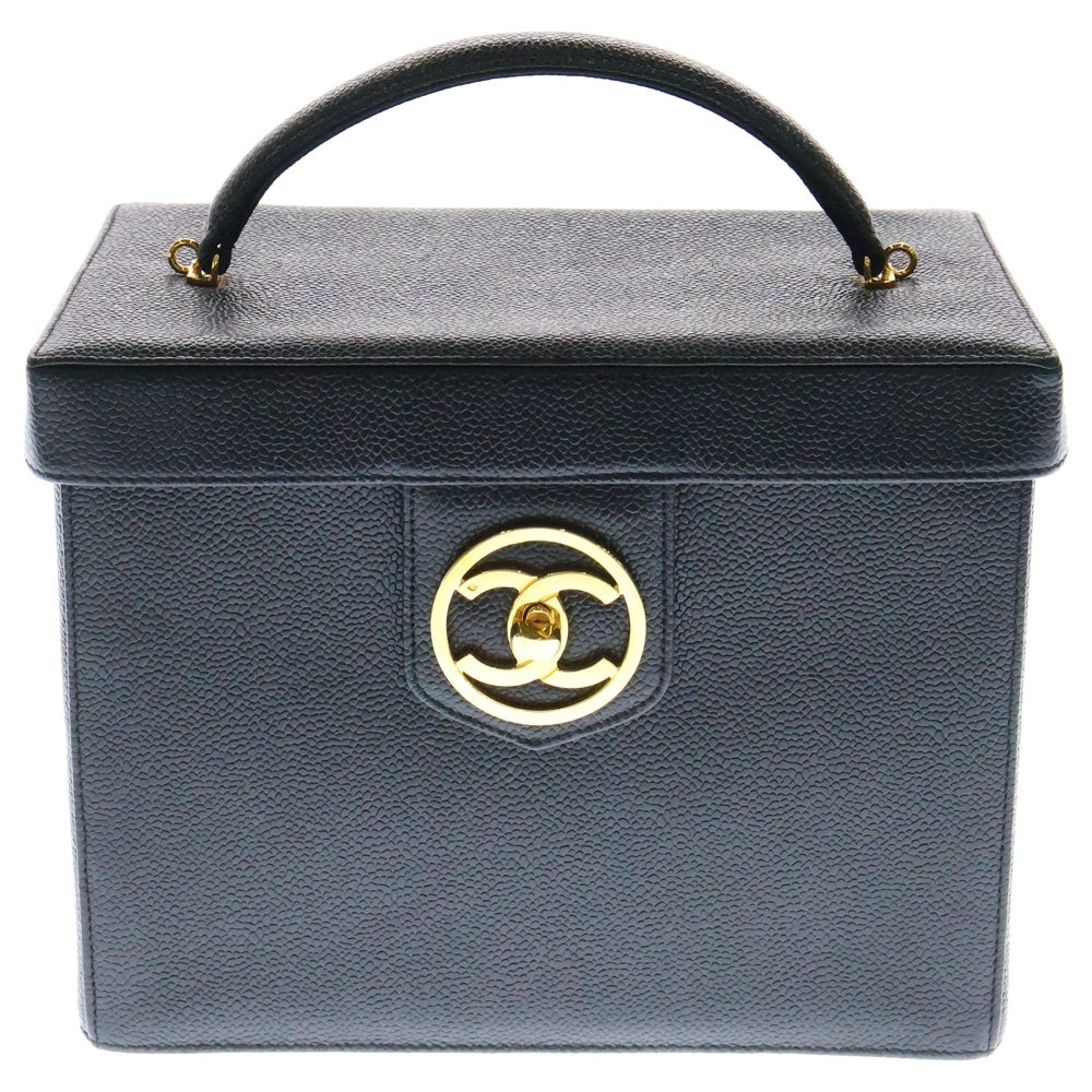 CHANEL(シャネル) ココマーク 2WAYバッグ ハンドバッグ ショルダーバッグ バニティバッグ ケース 収納 ブラック キャビアスキン ゴールド金具 A01999
