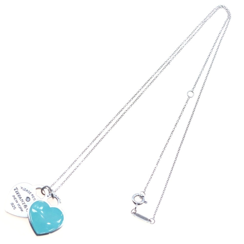 TIFFANY&Co(ティファニー) リターントゥティファニー 1pダイヤ ダブル ハートタグ ネックレス ブルー SV925 5.9g シルバー