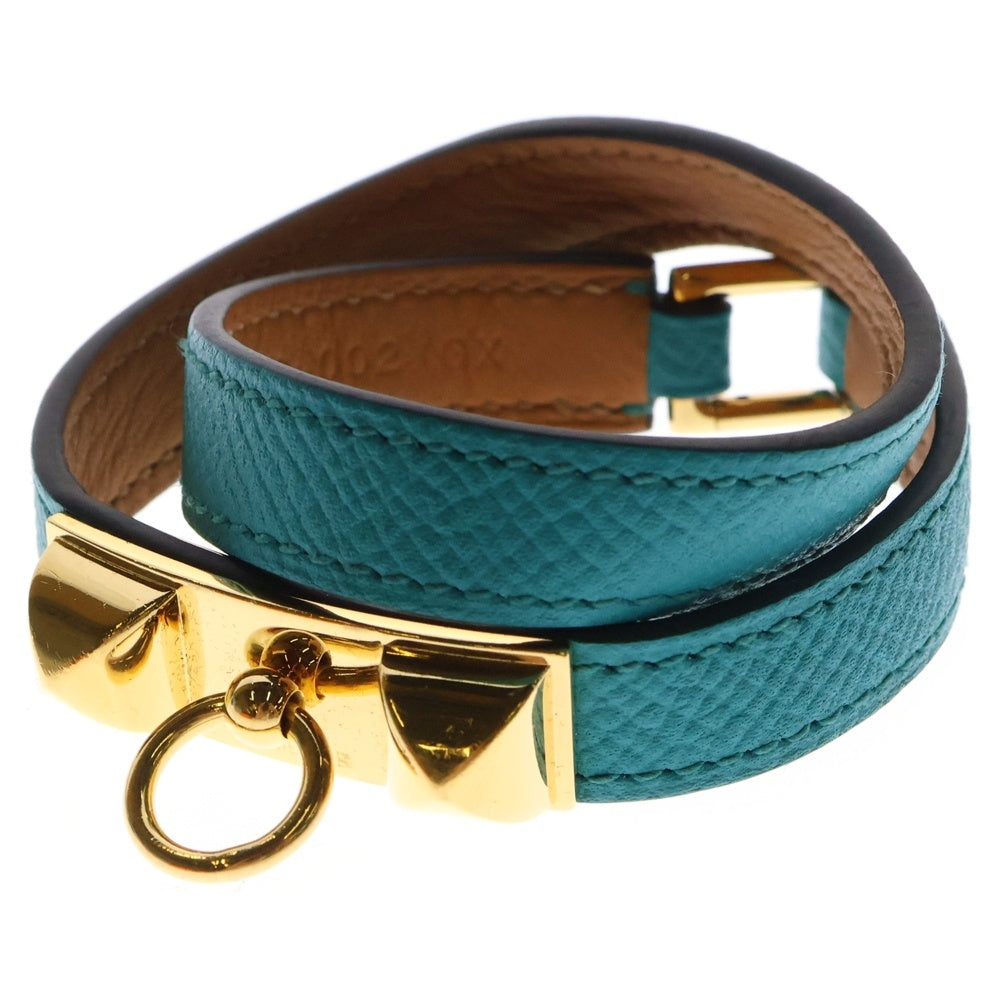 HERMES(エルメス) リヴァル ドゥブルトゥール ブレスレット エメラルドグリーン ゴールド金具 X刻印