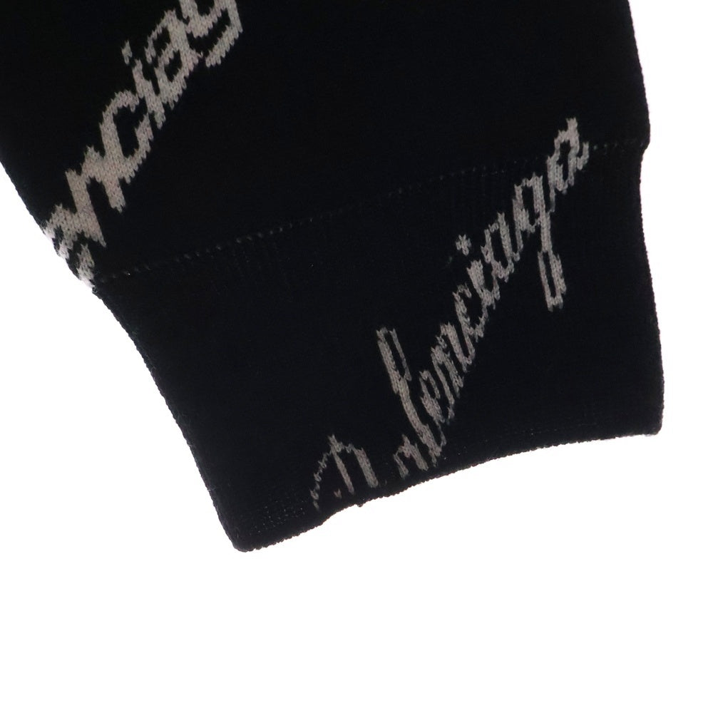 BALENCIAGA(バレンシアガ) Logomania All Over Sweater ロゴマニア ウール クルーネックニットセーター ブラック