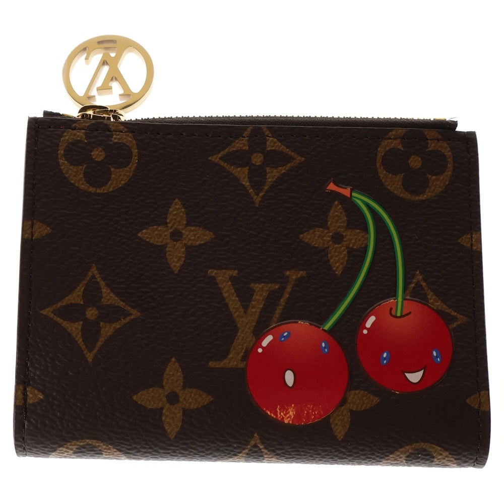 LOUIS VUITTON(ルイヴィトン) ポルトフォイユ リサ チェリー プリント モノグラム PVC レザー コンパクトウォレット 二つ折り財布 ゴールド金具 ブラウン M13420