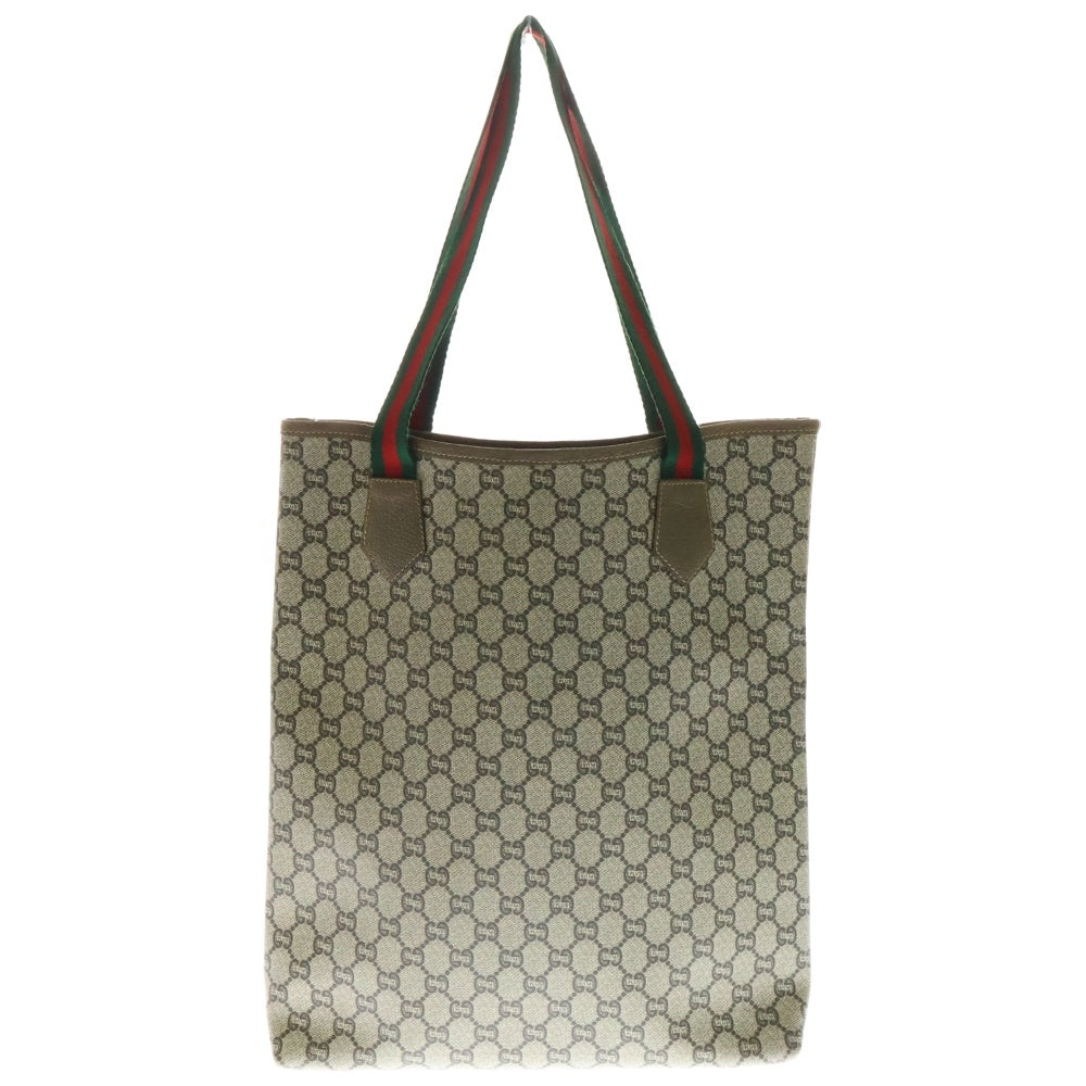 GUCCI(グッチ) オールドグッチ シェリーライン トートバッグ ハンドバッグ ベージュ×ブラウン ゴールド金具 キャンバス