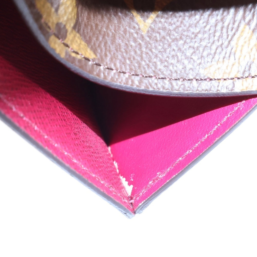 LOUIS VUITTON(ルイヴィトン) モノグラム ポルトフォイユ・ルー フューシャ コンパクトウォレット 二つ折り財布 コインケース ブラウン×ピンク ゴールド金具 M82377 レディース