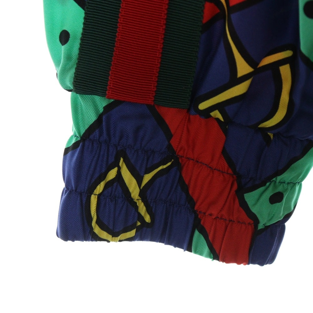 GUCCI(グッチ) 24SS ウェブ シェリーライン ホースビットプリント総柄 シルク ジップアップジャケット レッド/ブルー 743005 XJFJF