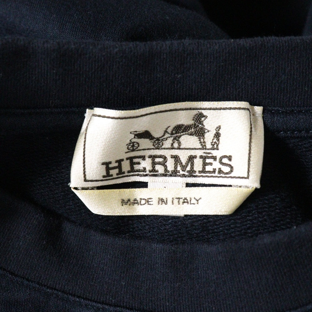 HERMES(エルメス) ポケットデザイン クルーネック ロングスリーブ 長袖Tシャツ カットソー ネイビー