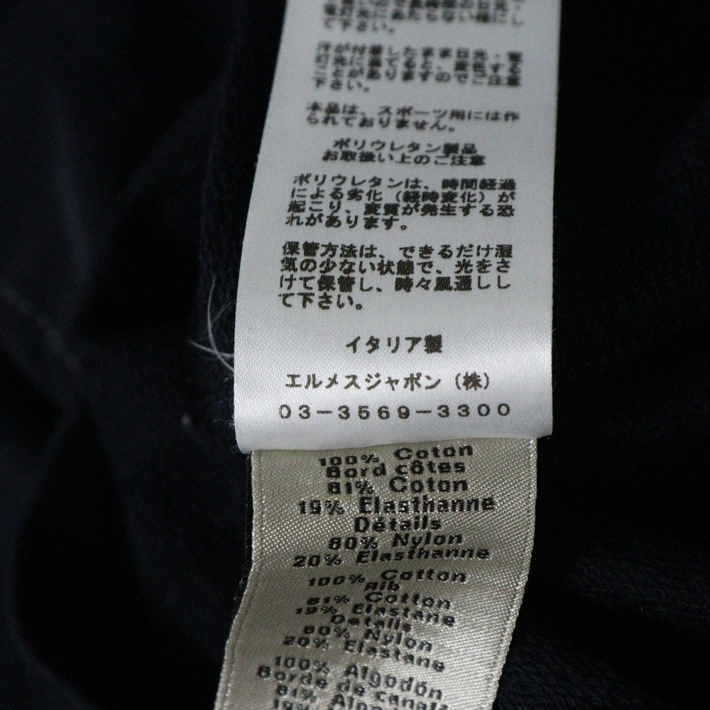 HERMES(エルメス) ポケットデザイン クルーネック ロングスリーブ 長袖Tシャツ カットソー ネイビー
