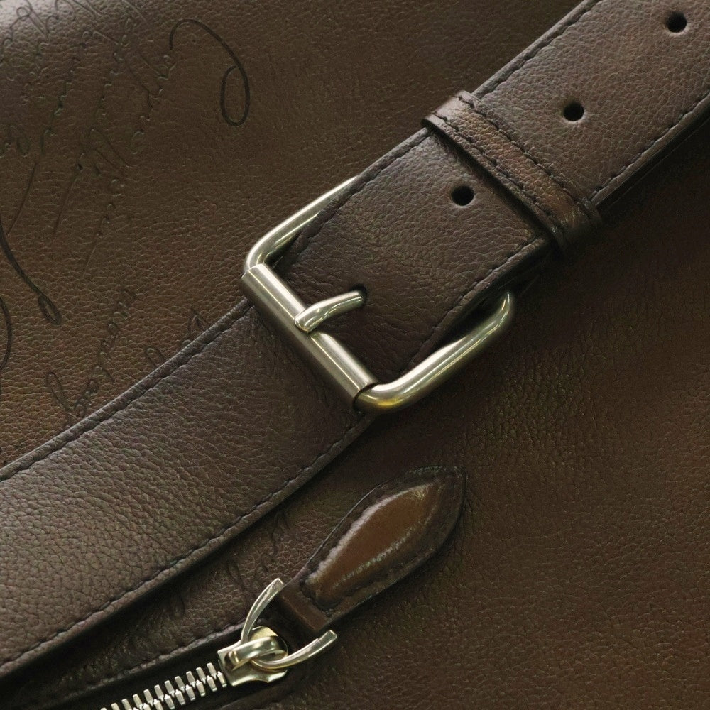 Berluti(ベルルッティ) ジュルナリエ スクリットレザー メッセンジャー ショルダーバッグ シルバー金具 ブラウン
