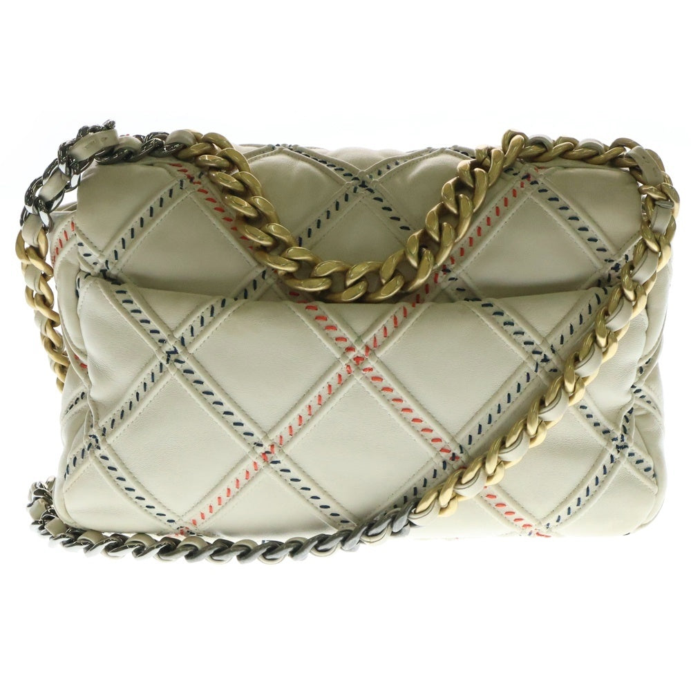 CHANEL(シャネル) ディズヌフ マトラッセル25 ココマーク ラムスキン レザー シングルフラップ チェーンショルダーバッグ ゴールド/シルバー金具 マルチカラーステッチ 31番台