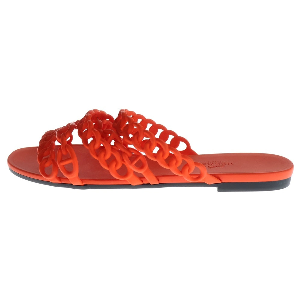 HERMES(エルメス) シェーヌダンクルラバー フラットシューズ サンダル オレンジ シリコン 37