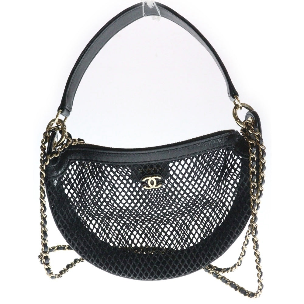 CHANEL(シャネル) メッシュ & シャイニー クラッチバッグ ハンドバッグ ブラック ラムスキン ゴールド金具 シリアルシール AP4573