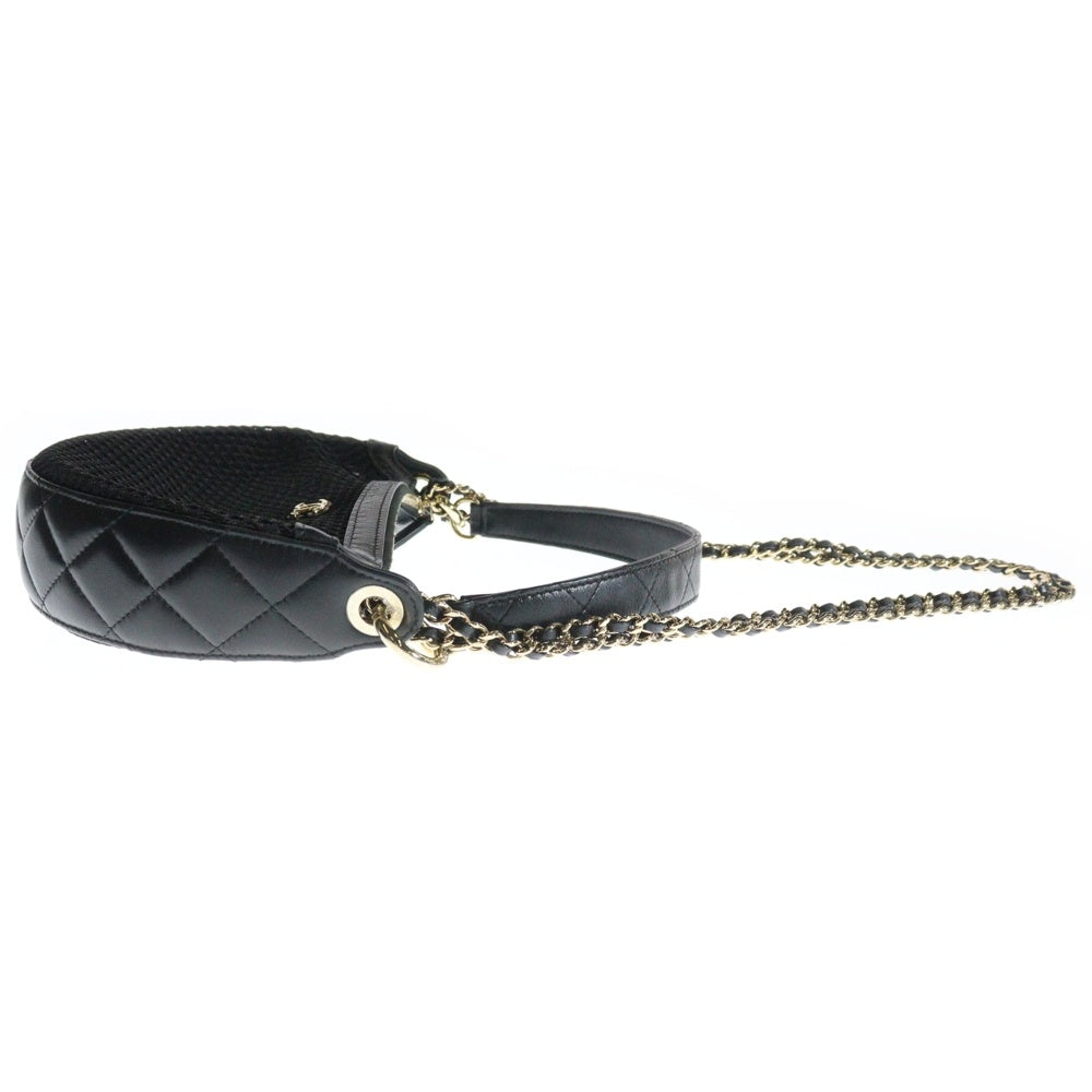 CHANEL(シャネル) メッシュ & シャイニー クラッチバッグ ハンドバッグ ブラック ラムスキン ゴールド金具 シリアルシール AP4573