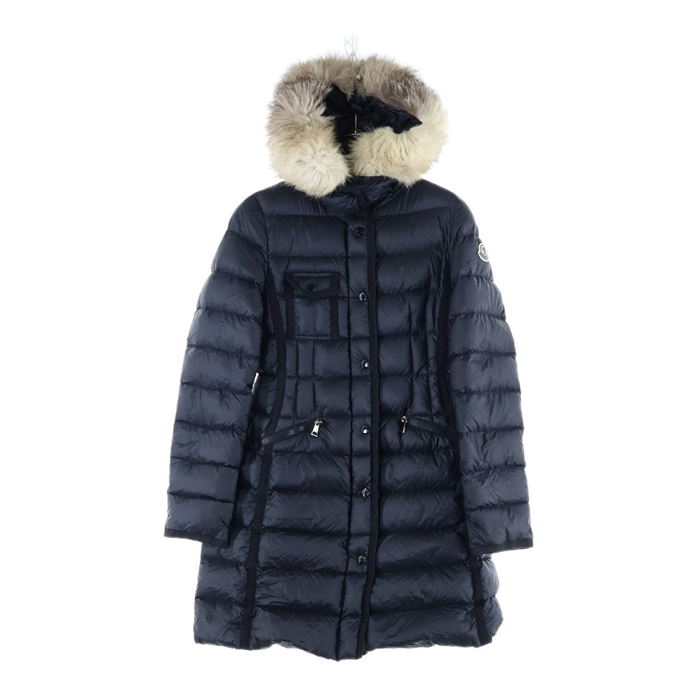 MONCLER(モンクレール) 21AW エルミンヌ ファーフーデッド ジップアップ ダウンジャケット コート ブラック レディース G20931C51601 53048