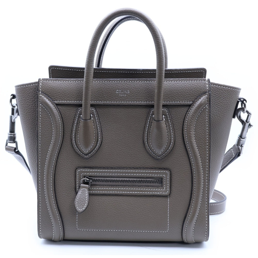 CELINE(セリーヌ) ラゲージナノ スリ グレージュ レザー 2WAY ハンドバッグ ショルダーバッグ