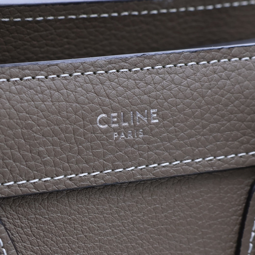 CELINE(セリーヌ) ラゲージナノ スリ グレージュ レザー 2WAY ハンドバッグ ショルダーバッグ