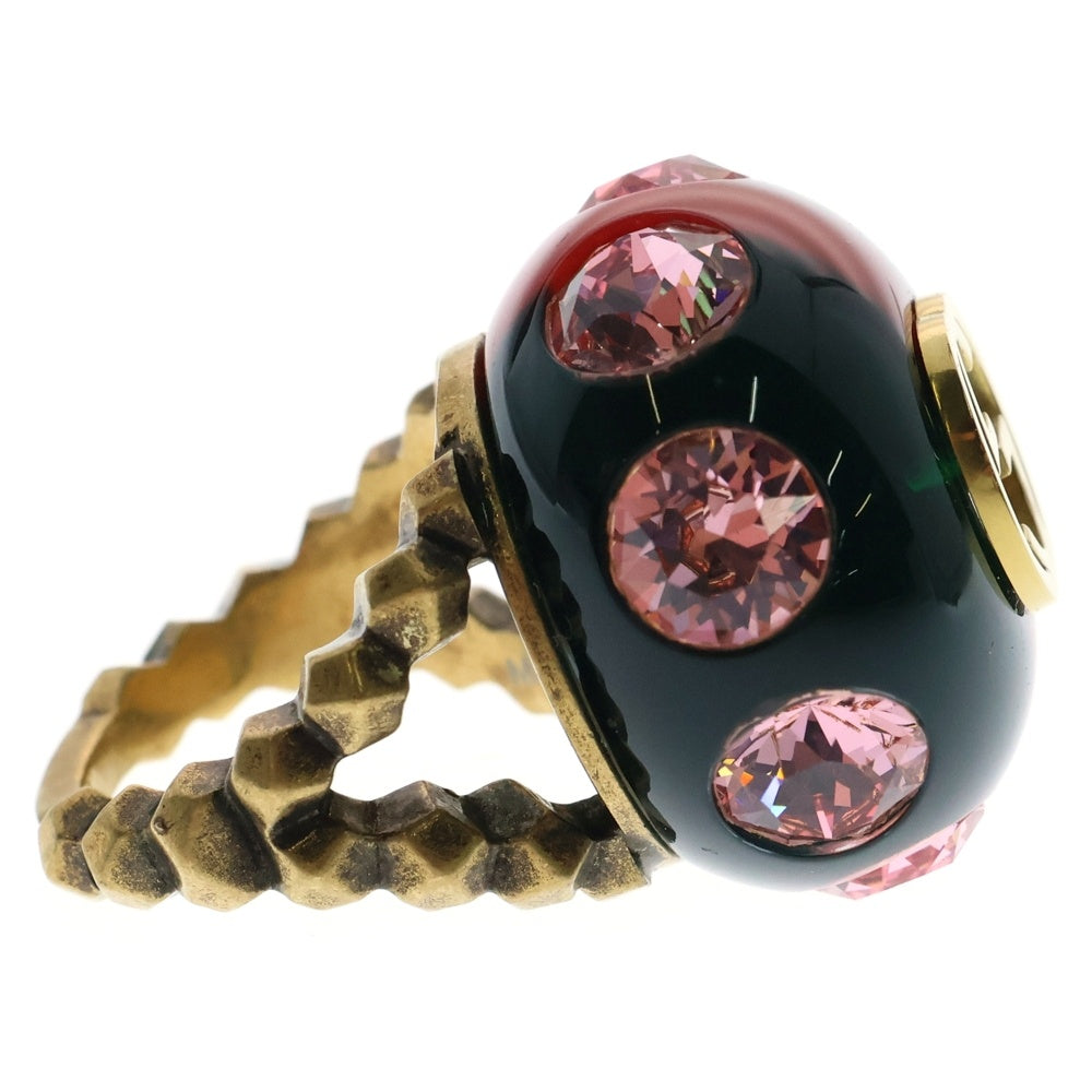 GUCCI(グッチ) インターロッキングG ヴィンテージウェブリング ピンククリスタル×ゴールドフィニッシュメタル 指輪 539112