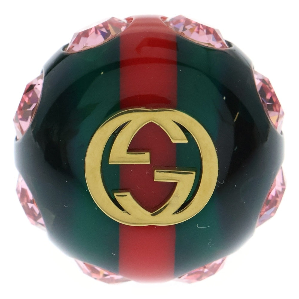 GUCCI(グッチ) インターロッキングG ヴィンテージウェブリング ピンククリスタル×ゴールドフィニッシュメタル 指輪 539112