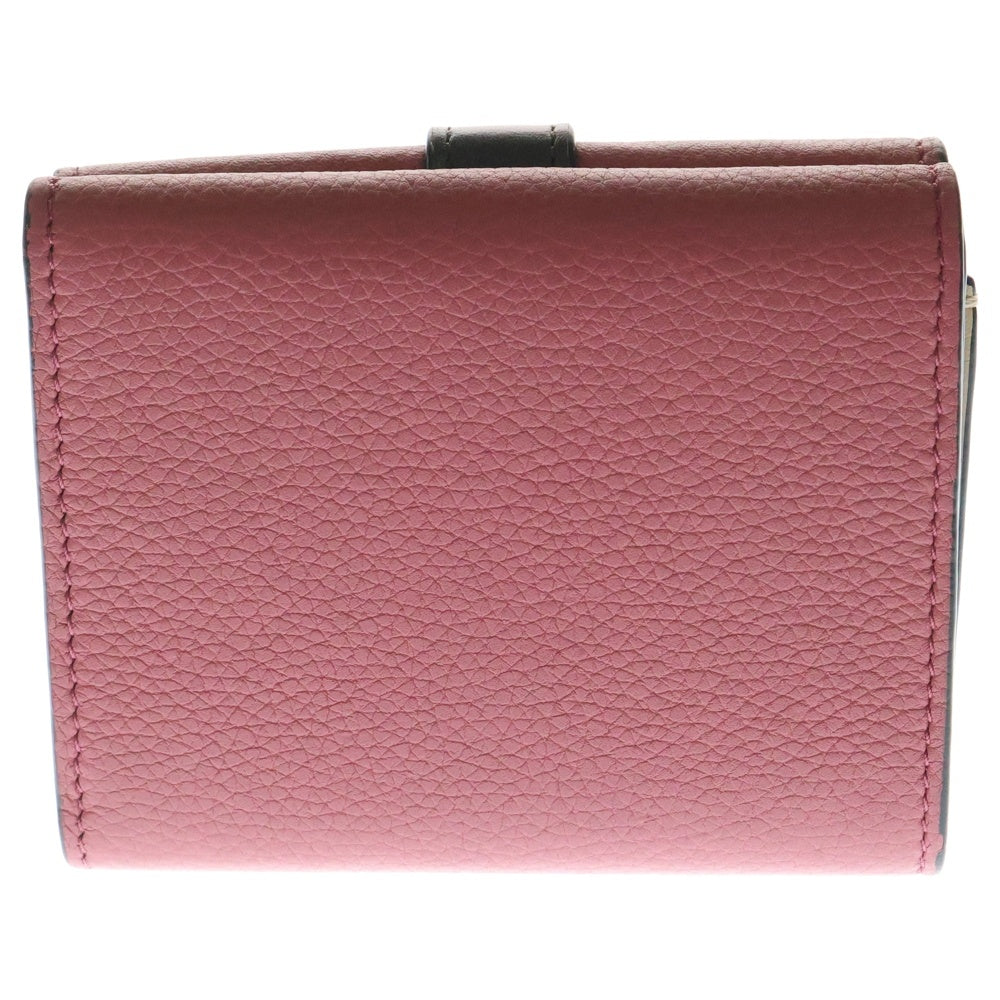 LOEWE(ロエベ) トライフォールド アナグラムロゴ レザー コンパクトウォレット 三つ折り財布 ピンク/ブラウン h30755a
