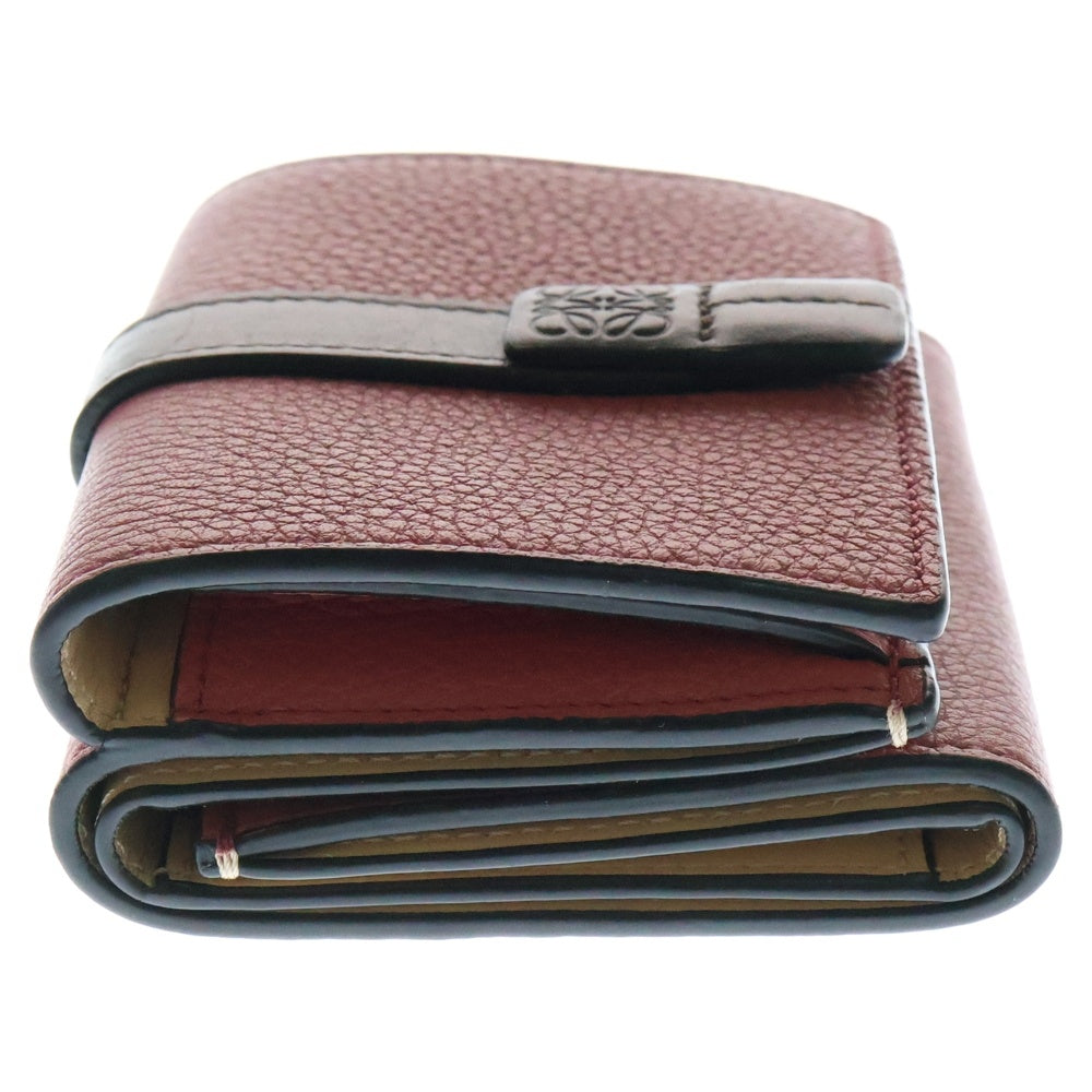 LOEWE(ロエベ) トライフォールド アナグラムロゴ レザー コンパクトウォレット 三つ折り財布 ピンク/ブラウン h30755a