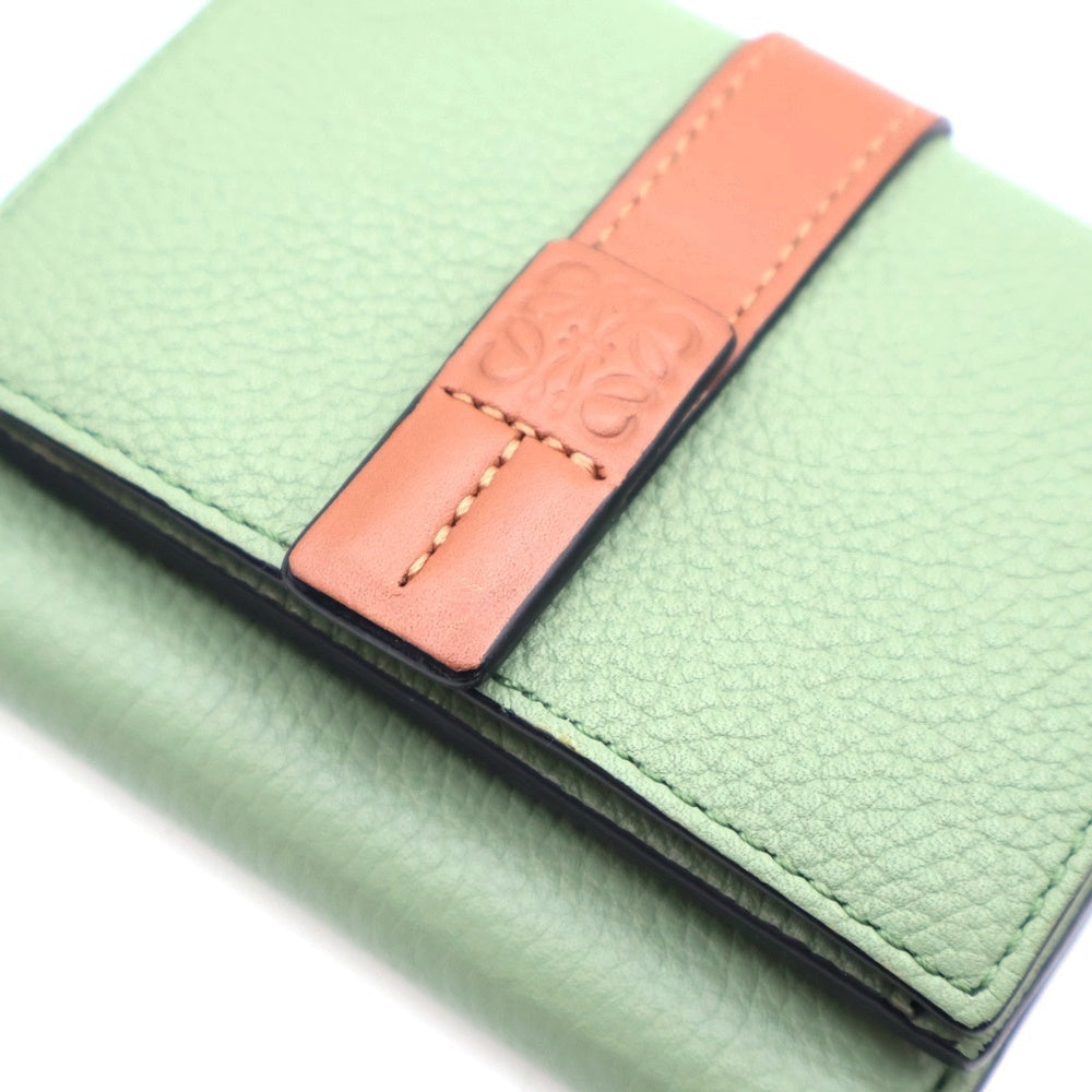 LOEWE(ロエベ) トライフォールド 三つ折り財布 グリーン×ブラウン レザー コンパクトウォレット