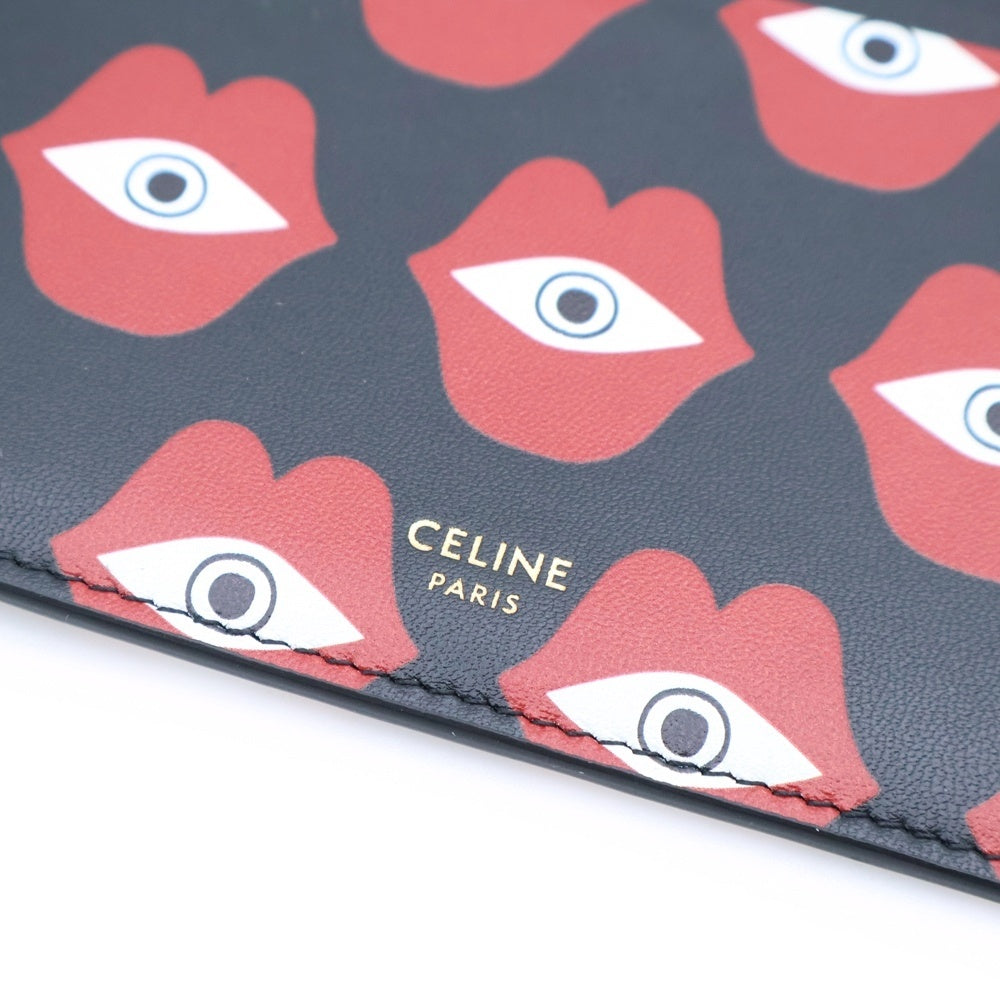 CELINE(セリーヌ) テレパシー・ラブ カードケース ブラック×レッド レザー パスケース