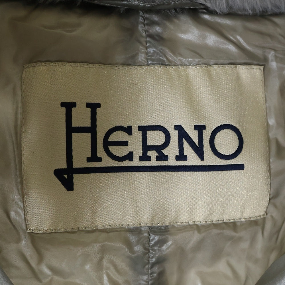 HERNO(ヘルノ) ファー切り替え ジップアップ スタンドカラー ダウンジャケット グレー レディース 66470-62847-9