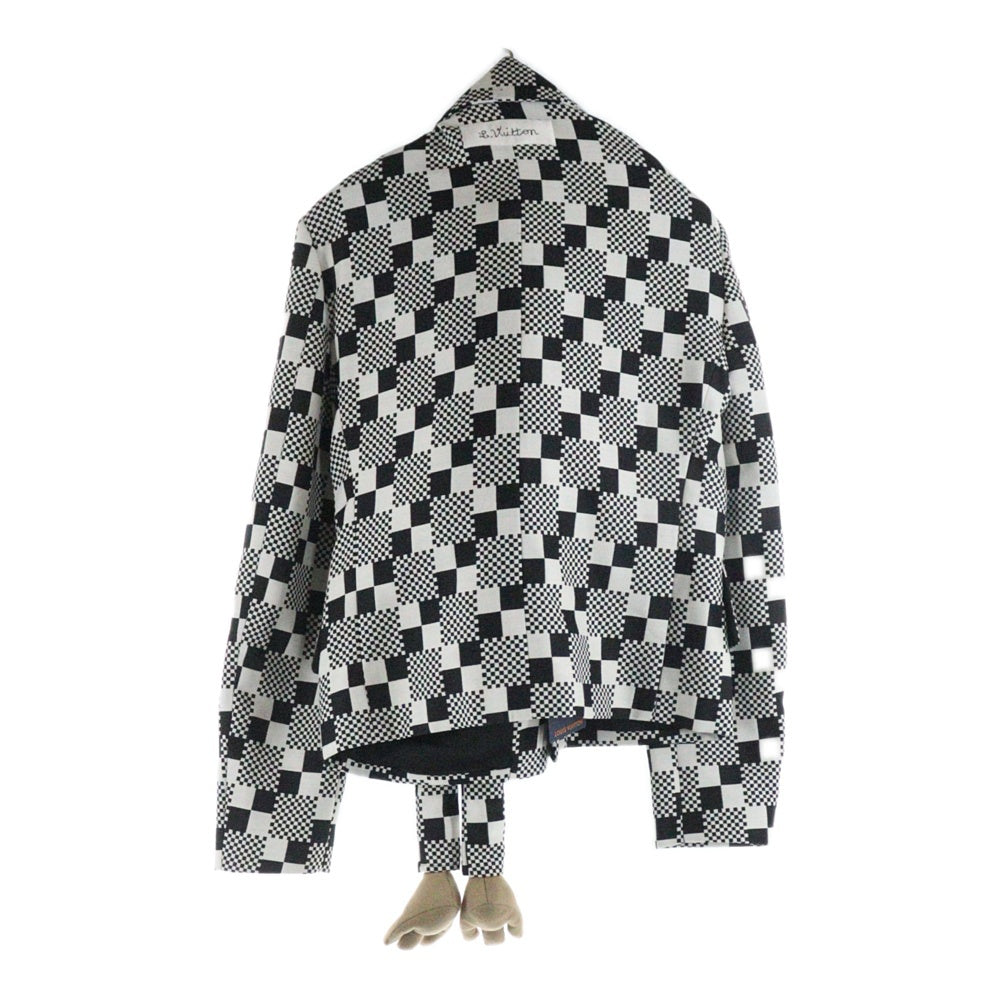 LOUIS VUITTON(ルイヴィトン) 21SS LVフレンド ジャケットウィズドッグパペット ダミエ総柄 ウール 3B テーラード ショートジャケット ブラック/ホワイト HKJ91EZVL