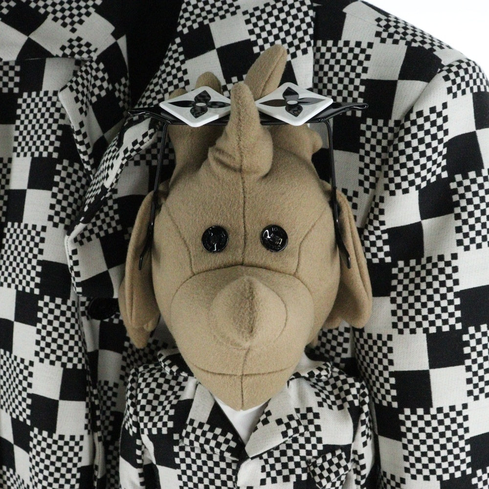 LOUIS VUITTON(ルイヴィトン) 21SS LVフレンド ジャケットウィズドッグパペット ダミエ総柄 ウール 3B テーラード ショートジャケット ブラック/ホワイト HKJ91EZVL