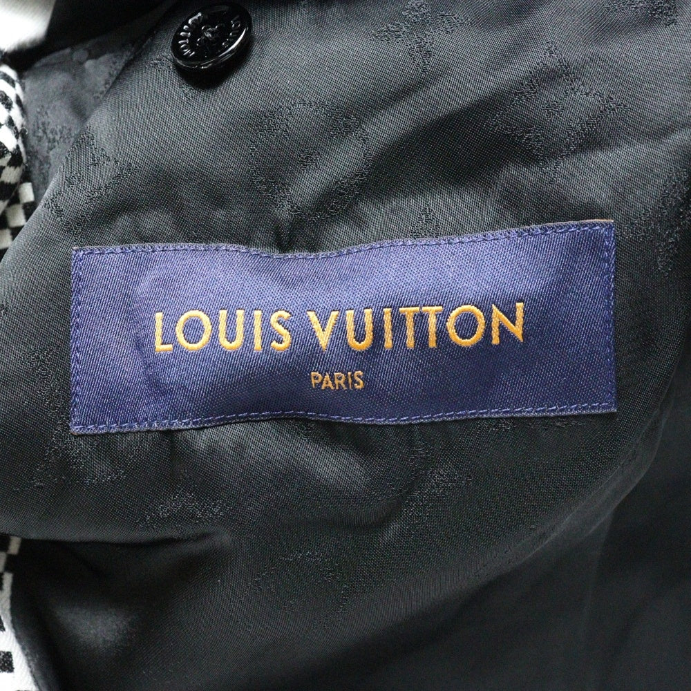 LOUIS VUITTON(ルイヴィトン) 21SS LVフレンド ジャケットウィズドッグパペット ダミエ総柄 ウール 3B テーラード ショートジャケット ブラック/ホワイト HKJ91EZVL