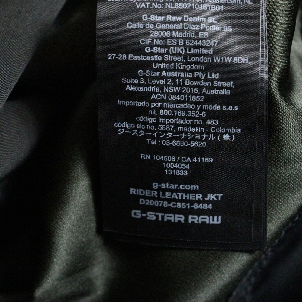 G-STAR RAW(ジースターロウ) Rider Leather Jacket ライダー レザー ジップアップ ジャケット ブラック D20078-C851-6484